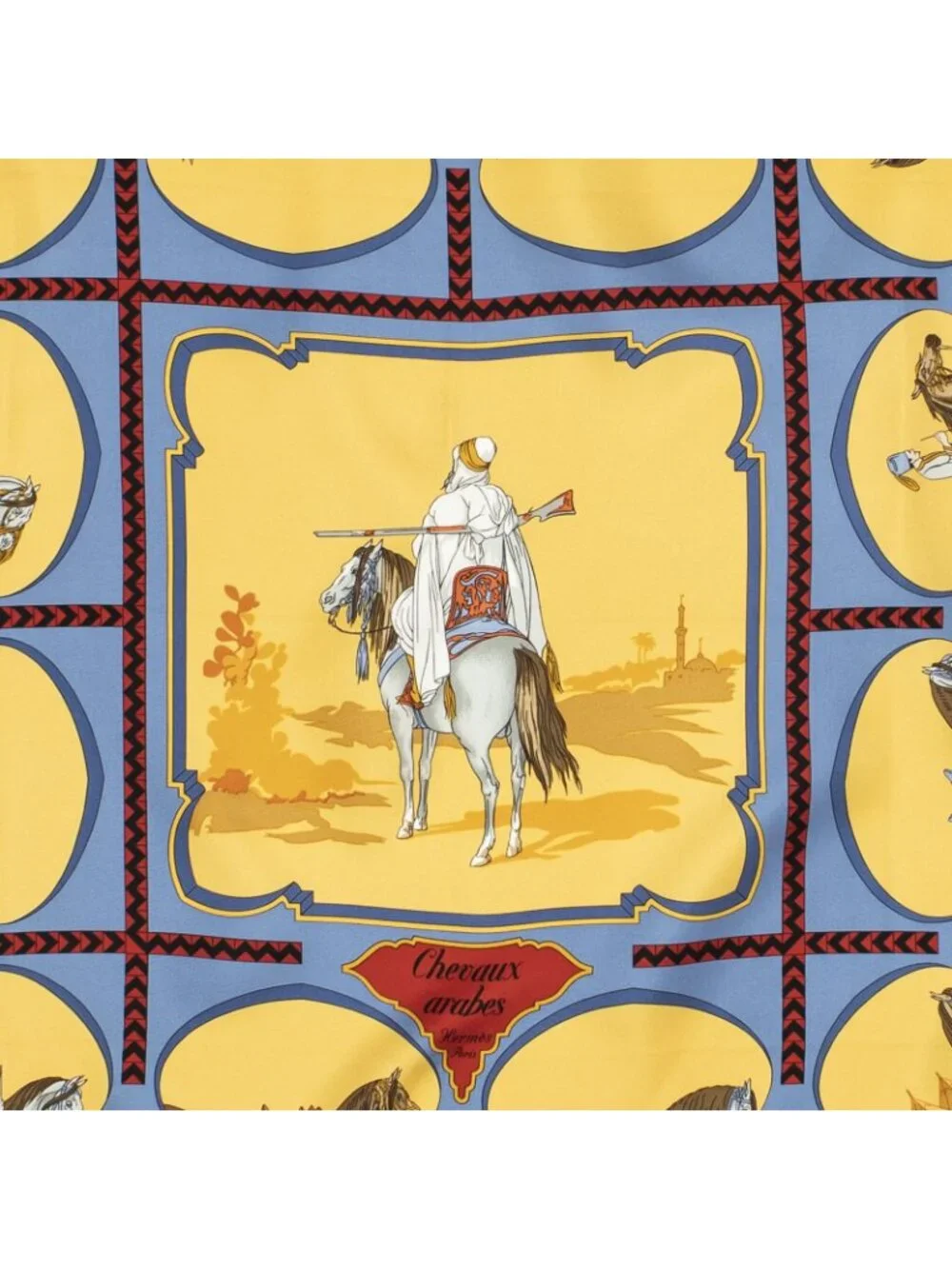 ★SOLD★ Hermes Scarf Red Orange Blue Silk - Picture 3 of 5